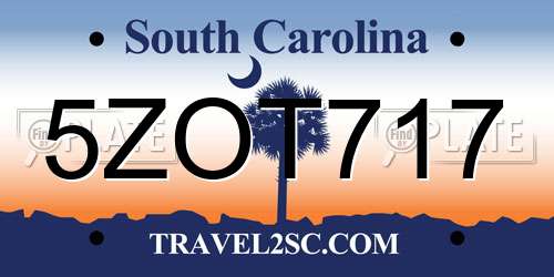 5ZOT717 South Carolina License Plate