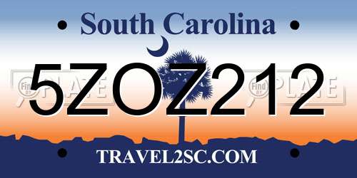 5ZOZ212 South Carolina License Plate