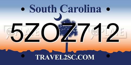 5ZOZ712 South Carolina License Plate