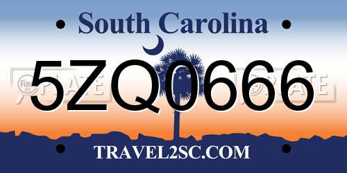 5ZQ0666 South Carolina License Plate