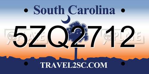 5ZQ2712 South Carolina License Plate