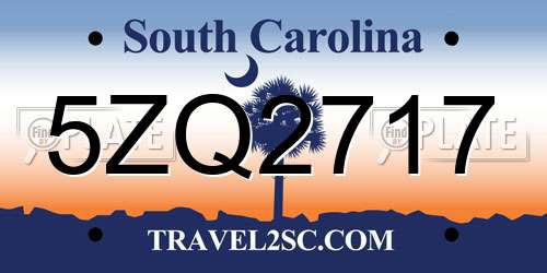5ZQ2717 South Carolina License Plate
