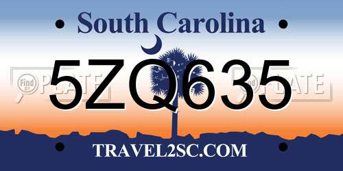 5ZQ635 South Carolina License Plate