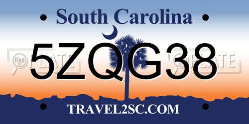 5ZQG38 South Carolina License Plate