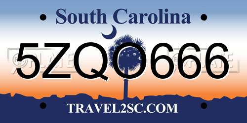 5ZQO666 South Carolina License Plate