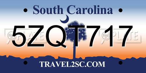 5ZQT717 South Carolina License Plate