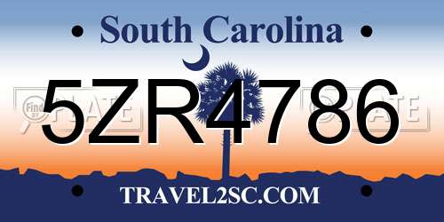 5ZR4786 South Carolina License Plate