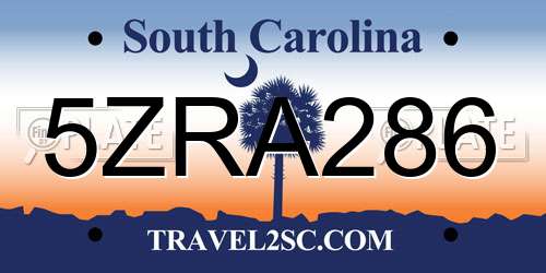 5ZRA286 South Carolina License Plate