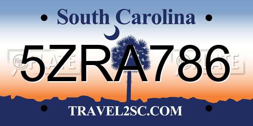 5ZRA786 South Carolina License Plate