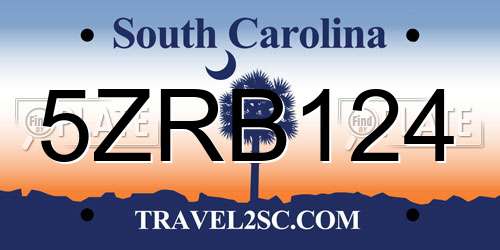 5ZRB124 South Carolina License Plate
