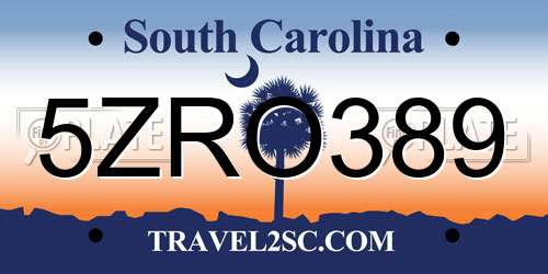5ZRO389 South Carolina License Plate