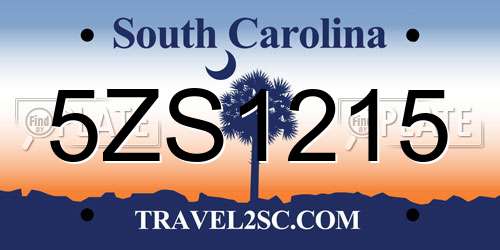 5ZS1215 South Carolina License Plate