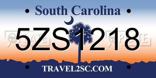 5ZS1218 South Carolina License Plate