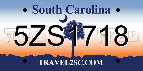 5ZS1718 South Carolina License Plate