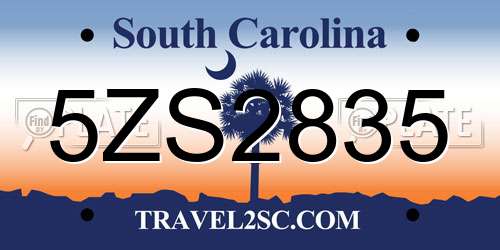 5ZS2835 South Carolina License Plate