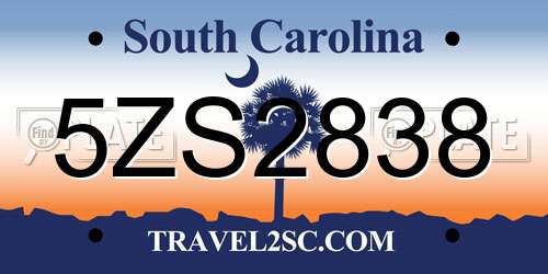 5ZS2838 South Carolina License Plate