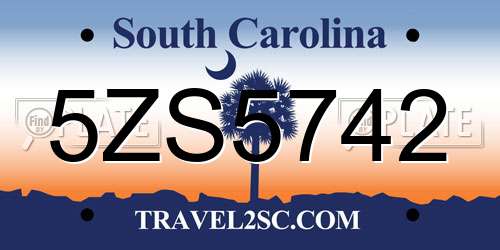 5ZS5742 South Carolina License Plate
