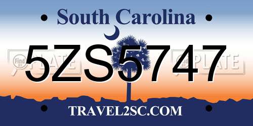 5ZS5747 South Carolina License Plate