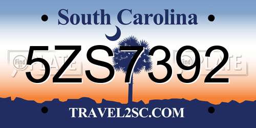 5ZS7392 South Carolina License Plate