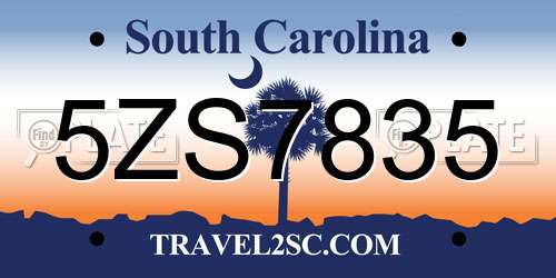 5ZS7835 South Carolina License Plate