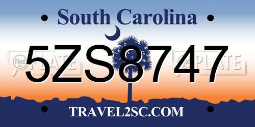 5ZS8747 South Carolina License Plate