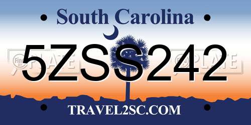 5ZSS242 South Carolina License Plate
