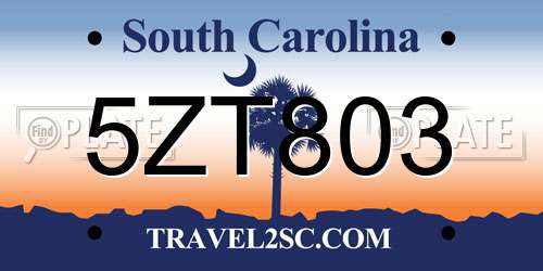 5ZT803 South Carolina License Plate