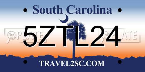 5ZTL24 South Carolina License Plate