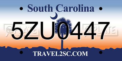 5ZU0447 South Carolina License Plate
