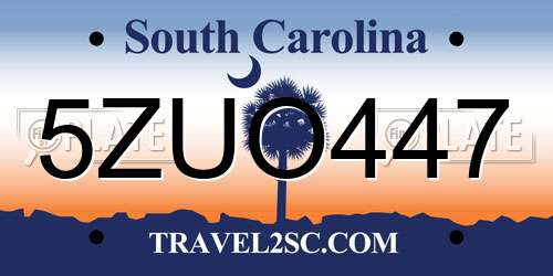 5ZUO447 South Carolina License Plate