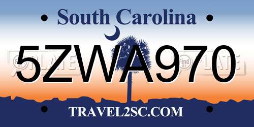 5ZWA970 South Carolina License Plate