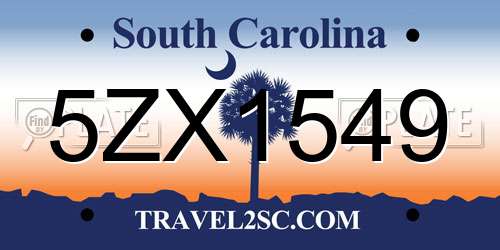 5ZX1549 South Carolina License Plate