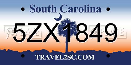 5ZX1849 South Carolina License Plate