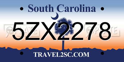 5ZX2278 South Carolina License Plate