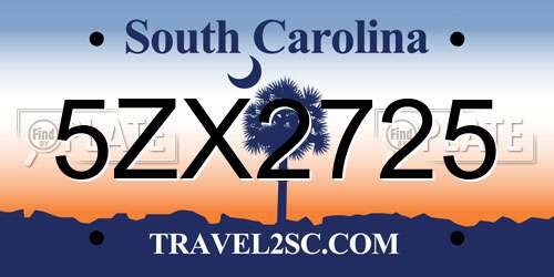 5ZX2725 South Carolina License Plate