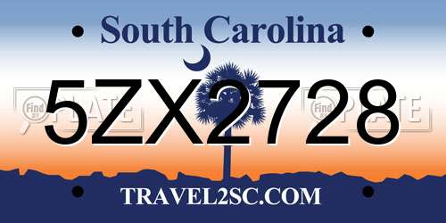 5ZX2728 South Carolina License Plate