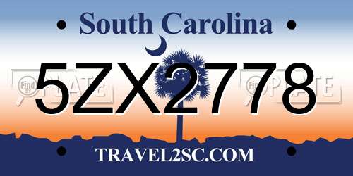 5ZX2778 South Carolina License Plate