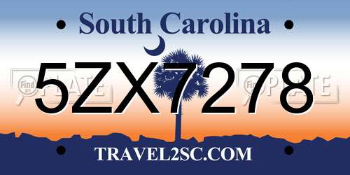 5ZX7278 South Carolina License Plate