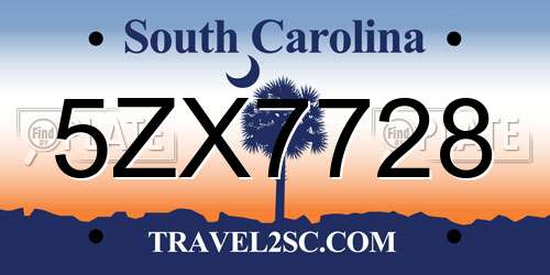 5ZX7728 South Carolina License Plate