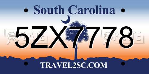 5ZX7778 South Carolina License Plate