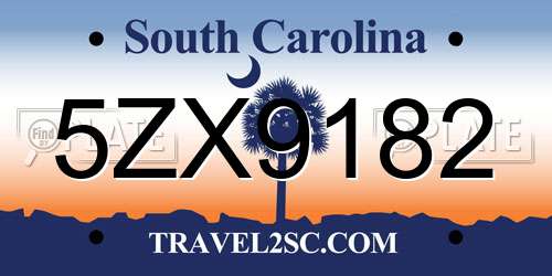 5ZX9182 South Carolina License Plate