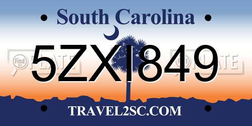 5ZXI849 South Carolina License Plate