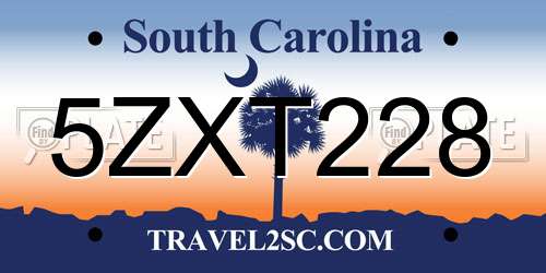 5ZXT228 South Carolina License Plate