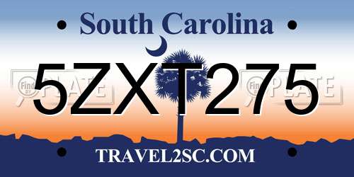 5ZXT275 South Carolina License Plate
