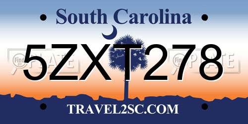 5ZXT278 South Carolina License Plate