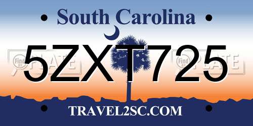 5ZXT725 South Carolina License Plate