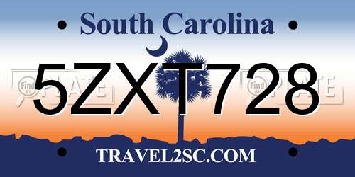 5ZXT728 South Carolina License Plate