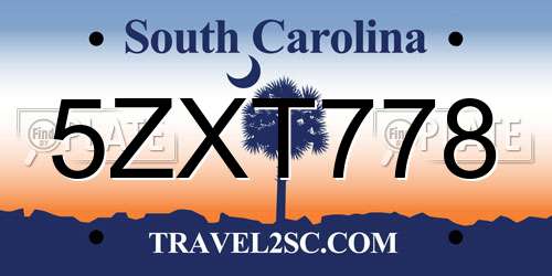 5ZXT778 South Carolina License Plate