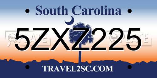 5ZXZ225 South Carolina License Plate