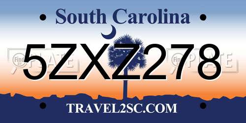 5ZXZ278 South Carolina License Plate